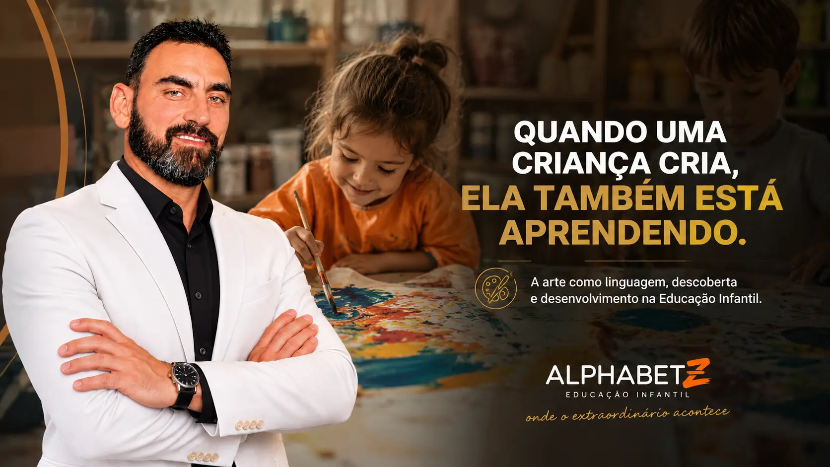 Imagem de capa de Quando uma criança cria, ela também está aprendendo.